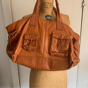 Brown leather hype, overnight bag.